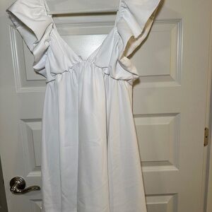 White Ruffled Sleeveless Dress